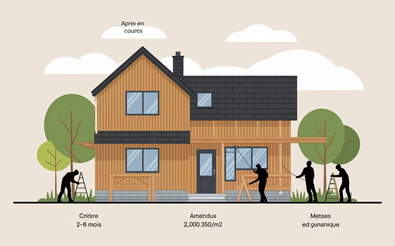 Extension maison ossature bois avant après rapide
