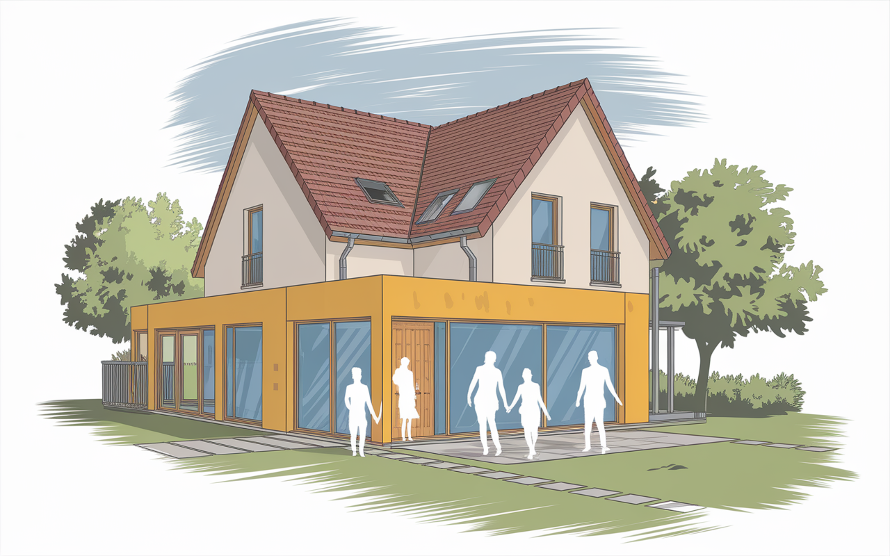 Plan architectural extension maison 40m2 vue dessus