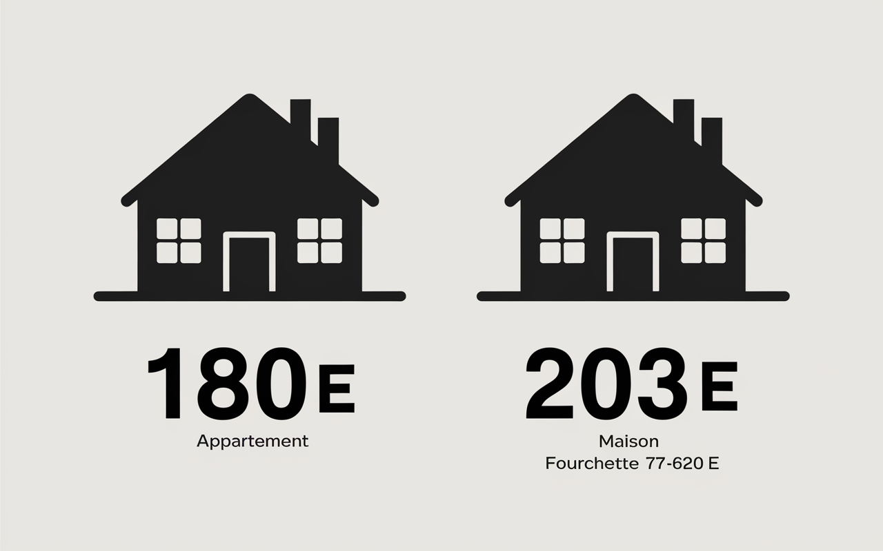 Tableau stylisé du prix DPE 2025 pour maison et appartement