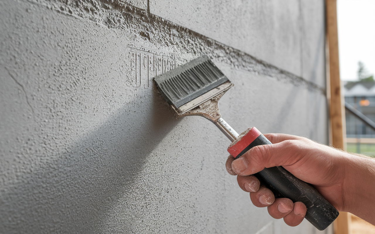 enduit pose fine 1 a 5 mm truelle sur mur beton cellulaire