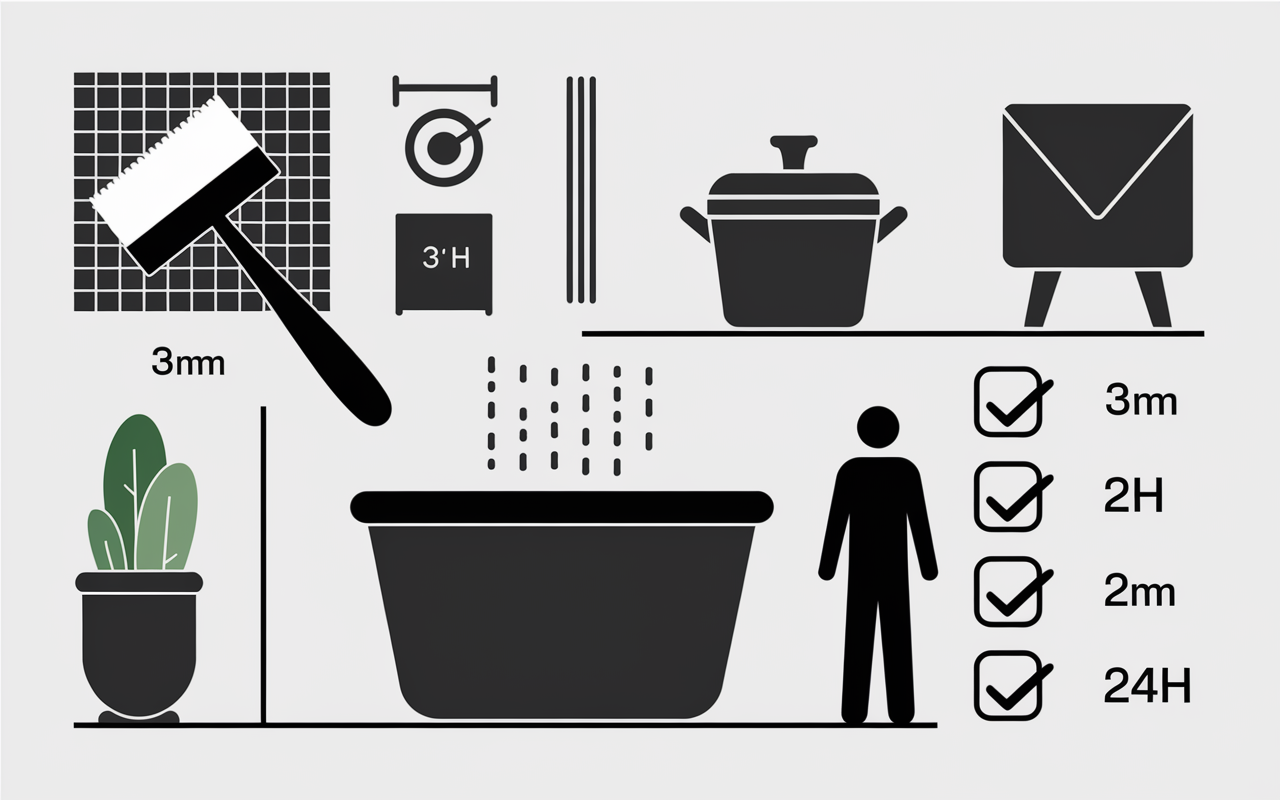 Illustration des étapes préparation pose carrelage sur carrelage checklist