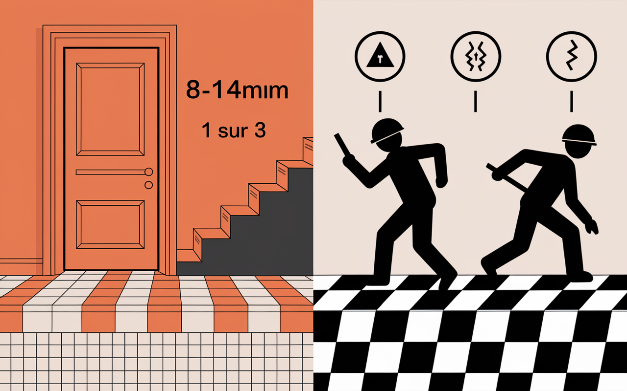 Schéma coupe sol pose carrelage sur carrelage, surépaisseur et humidité