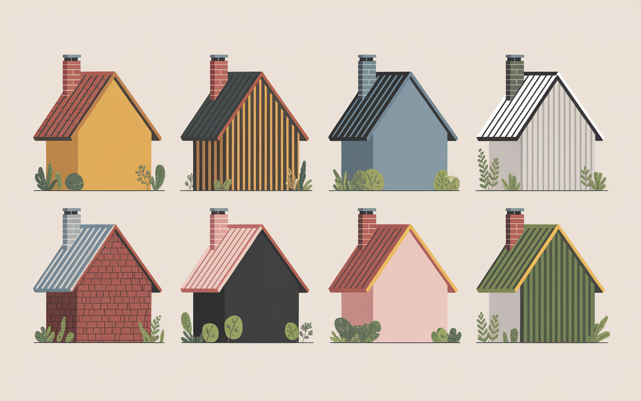 Différents materiau de toiture sur maisons