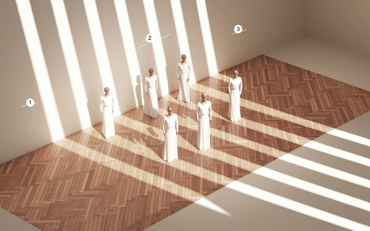 Simulation orientations parquet lumière fenetre