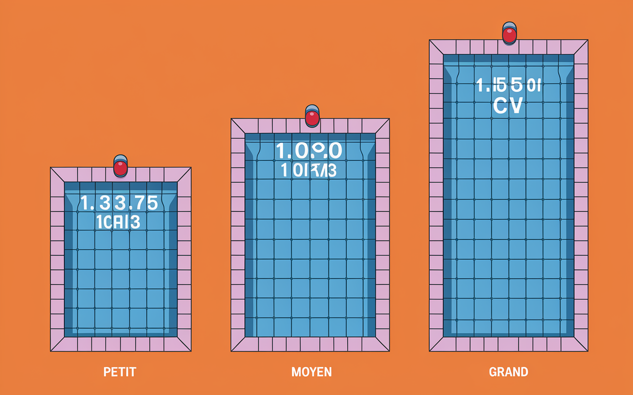 tableau illustré choix puissance pompe piscine selon volume