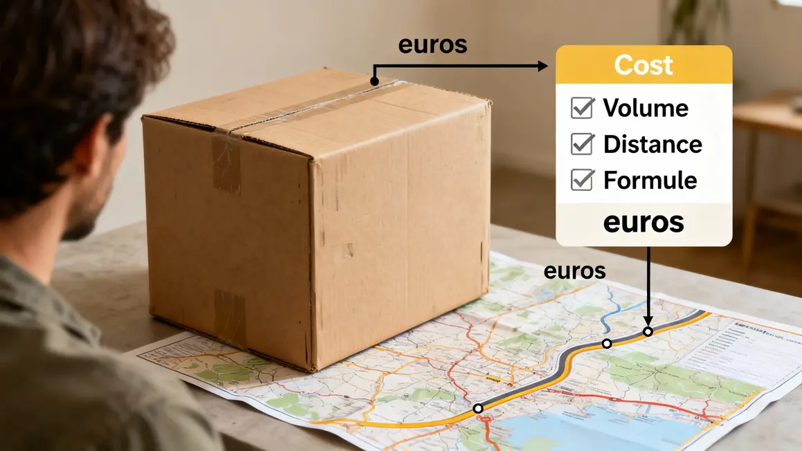 Cout demenagement France, volume distance formule, diagramme explicatif