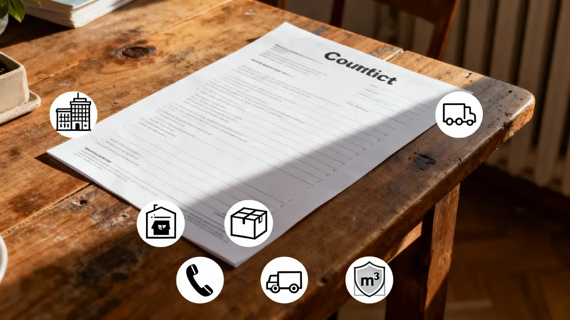 Devis demenagement avec pictogrammes info cles