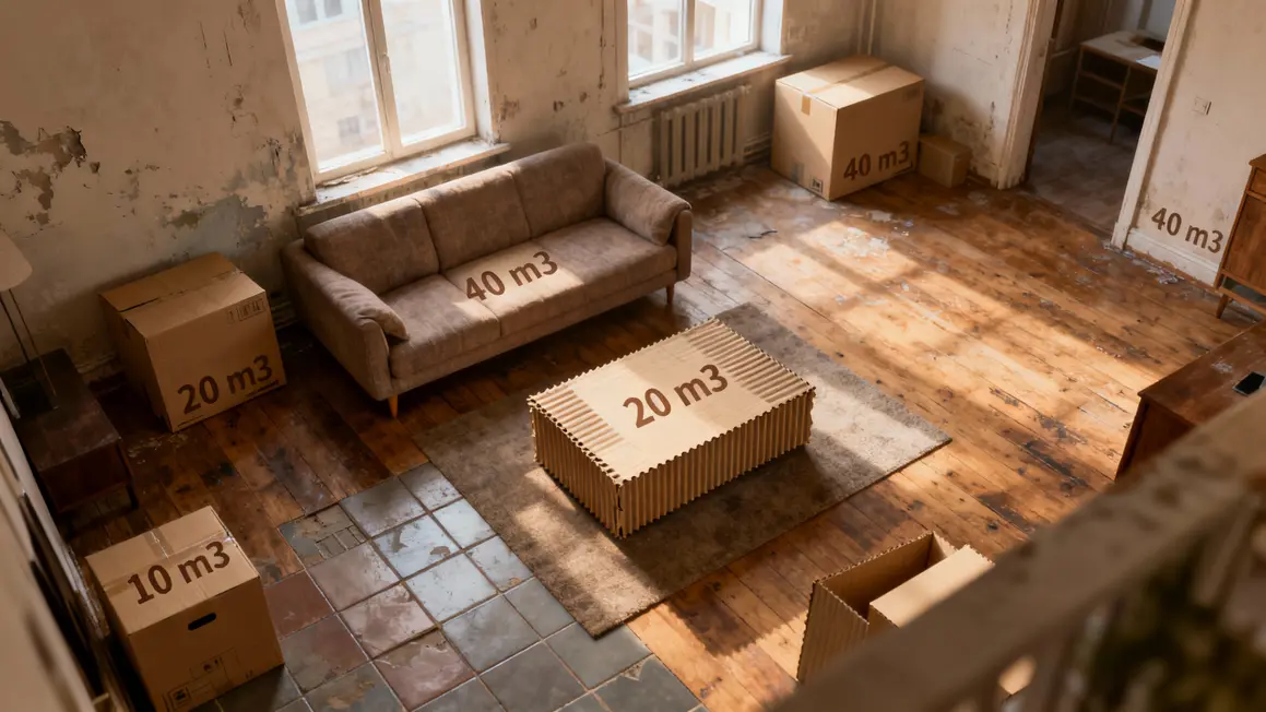 Plan logement estimation volume demenagement