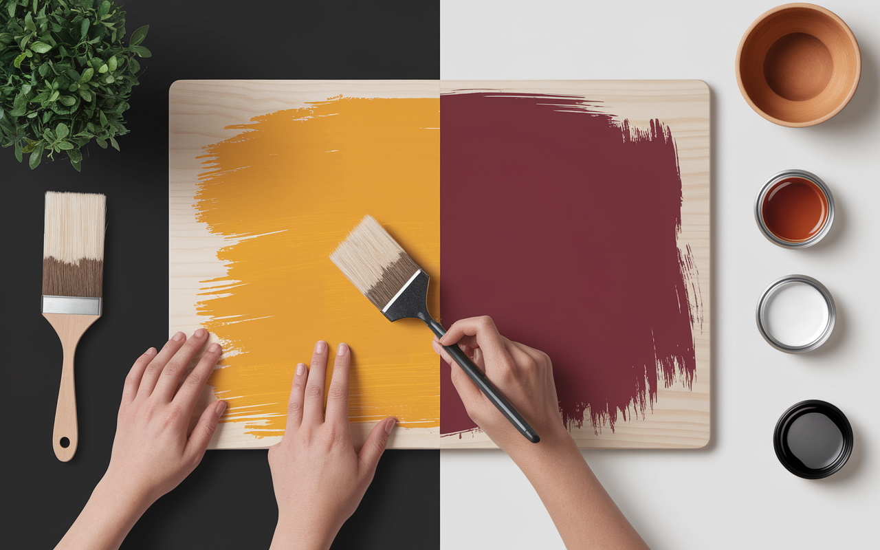 Application huile et vernis sur plan de travail bois