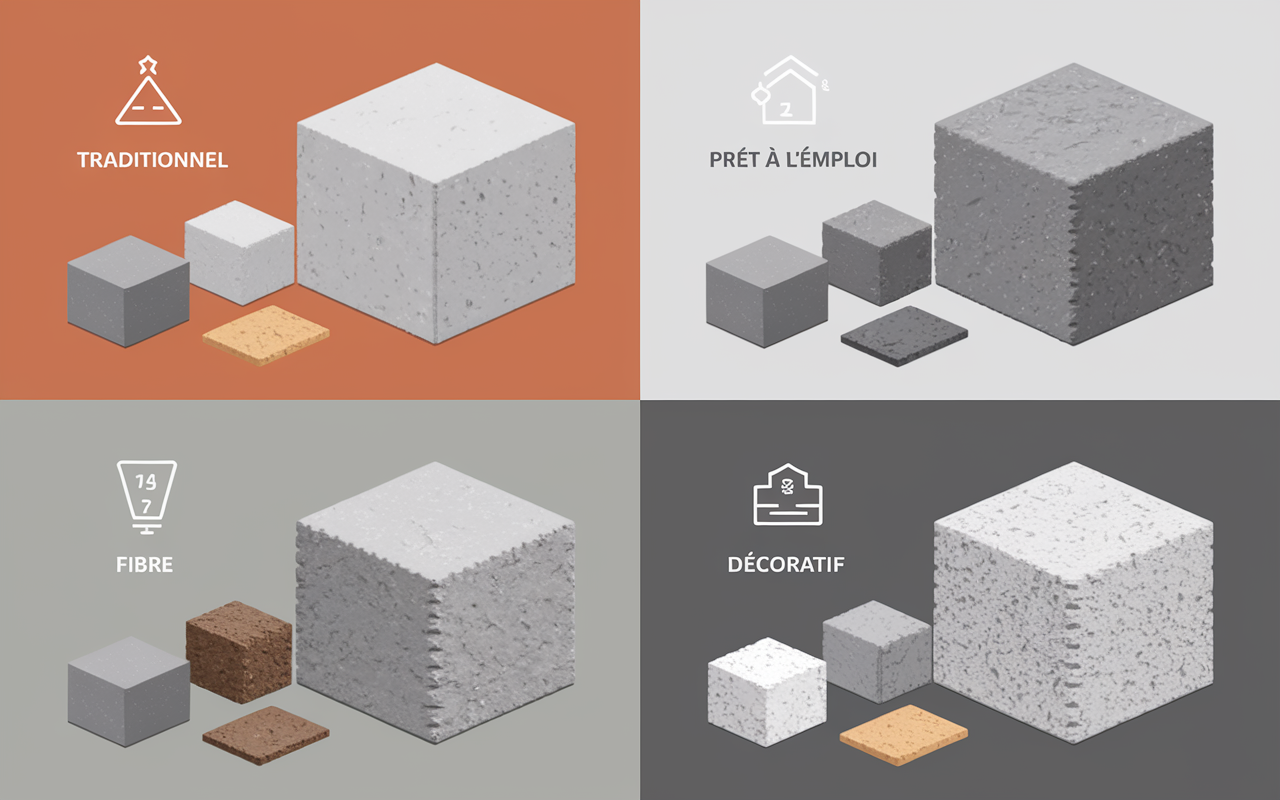 comparaison visuelle types de béton