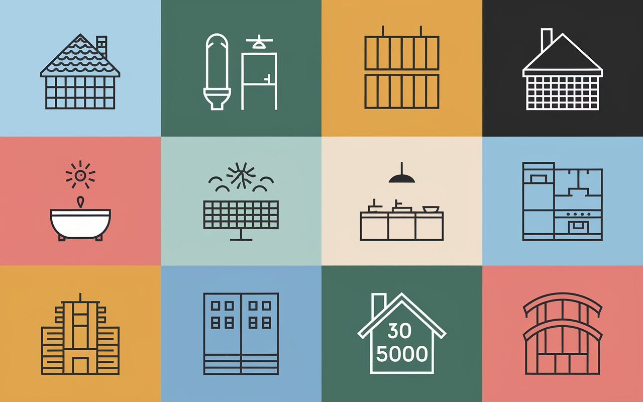 Tableau stylise types de travaux renovation budget Belgique
