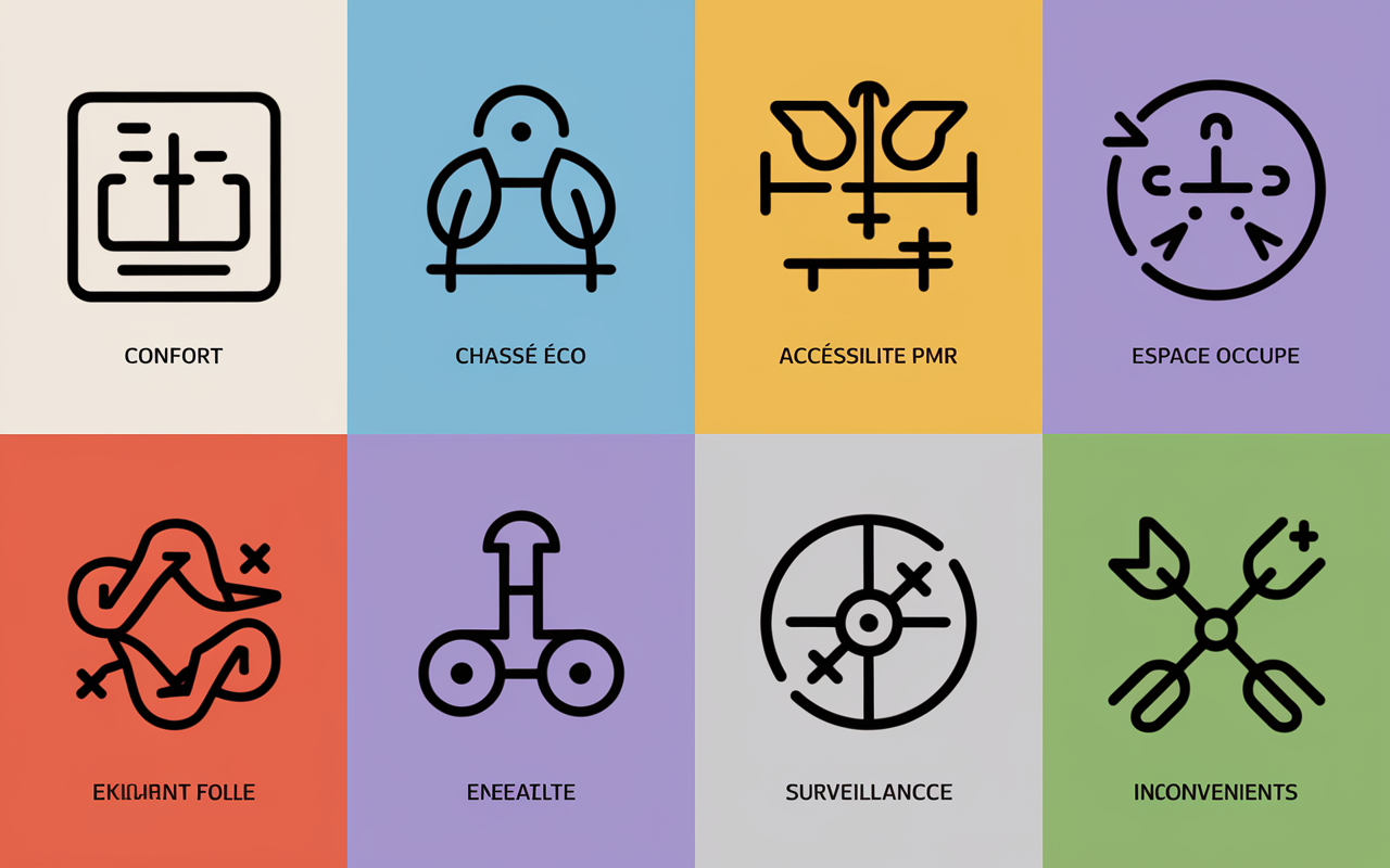 Pictogrammes avantages et inconvénients WC à l'anglaise