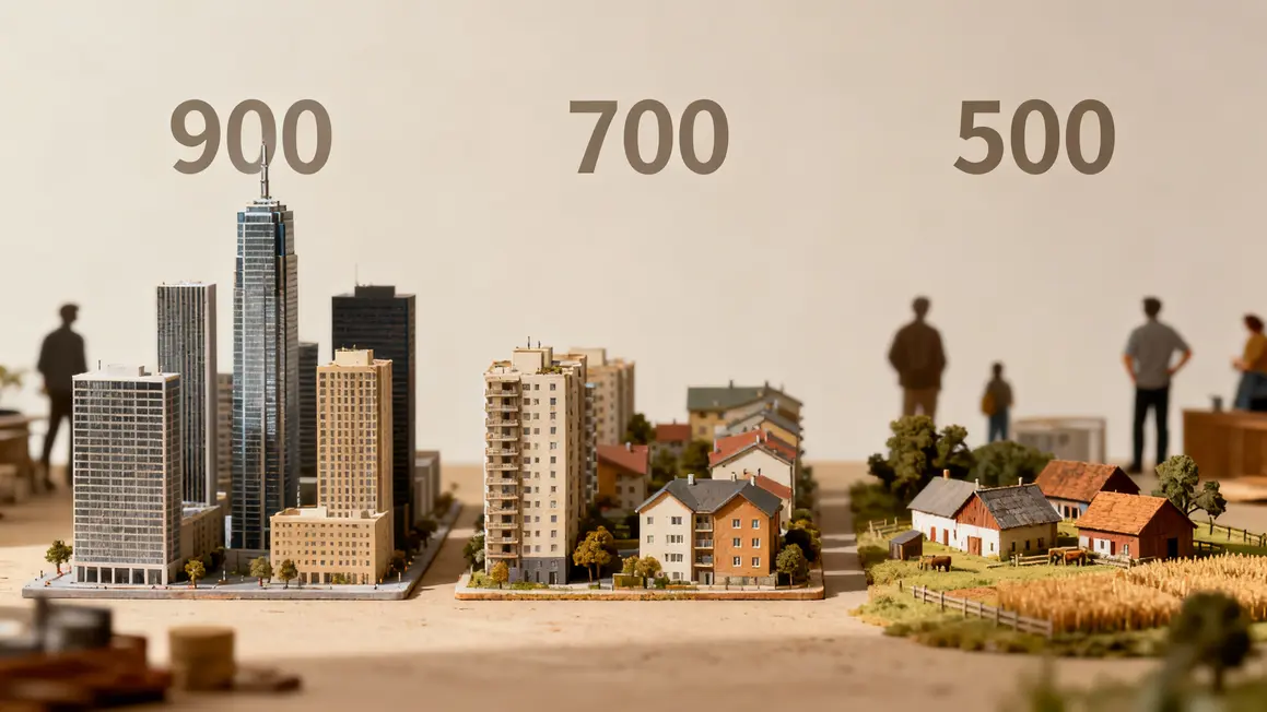 Comparatif visuel loyers centre ville banlieue rural