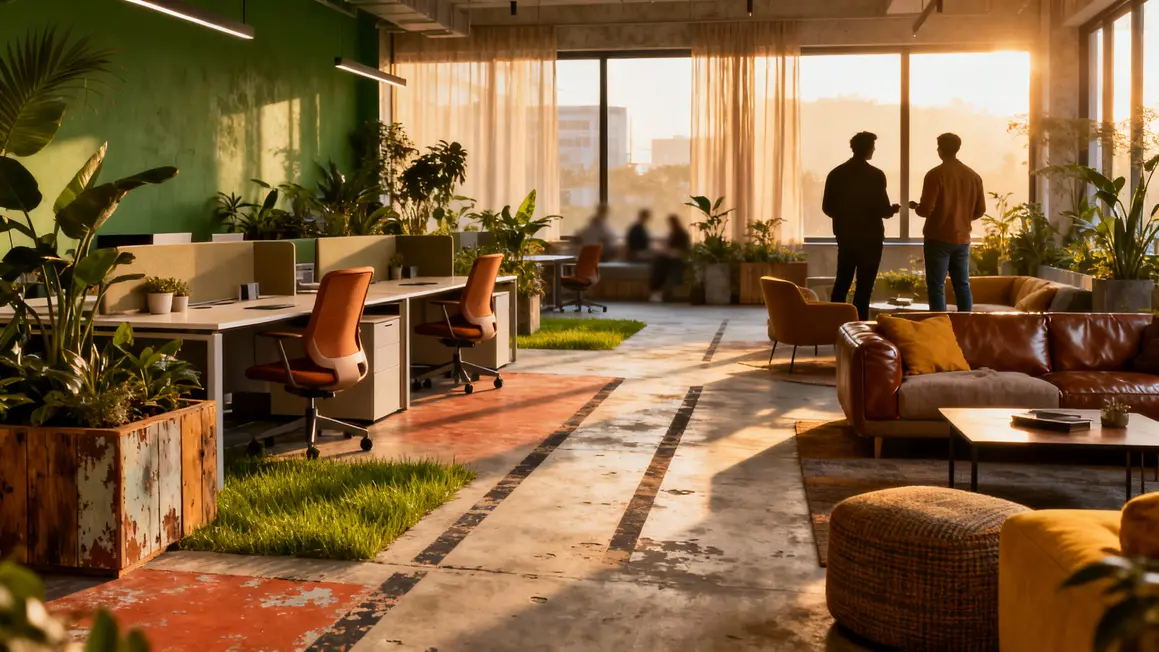 Espace détente bureaux modernes bien-être