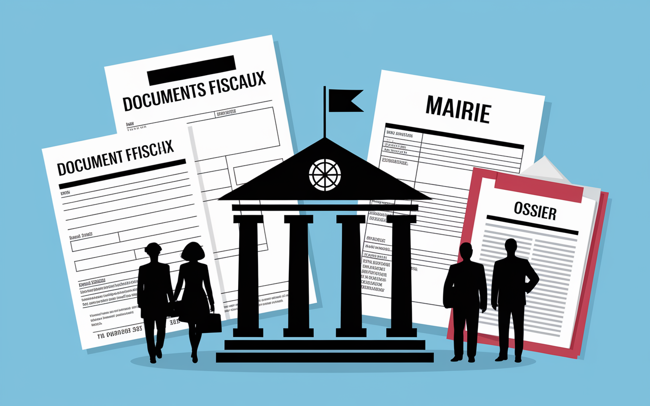 Scène déclaration ravalement façade impôts, documents, mairie