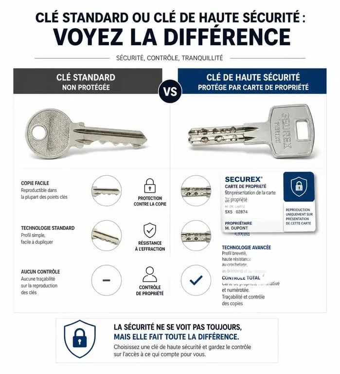 Différence entre clé standard et clé protégée pour faire des double de clé