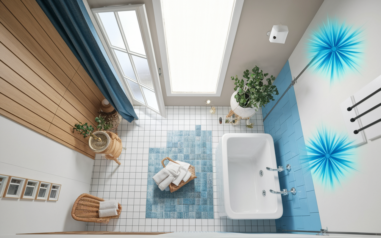 Ventilation salle de bain sans VMC vue dessus