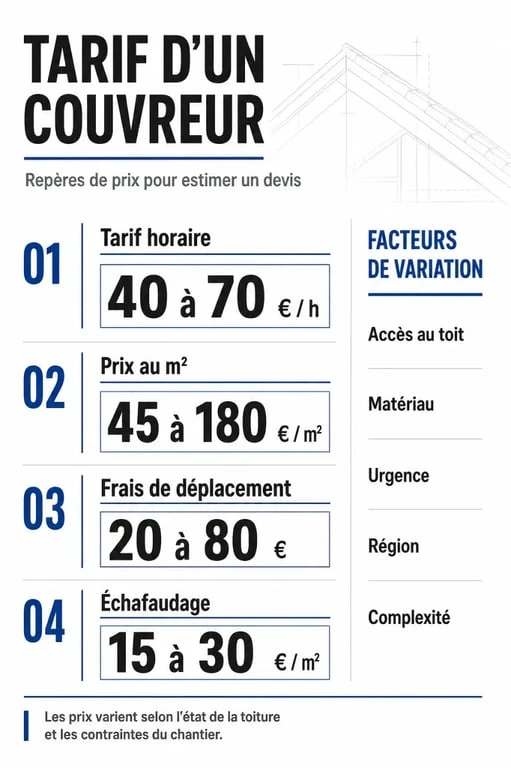Tarif couvreur : repères de prix et facteurs qui font varier le devis