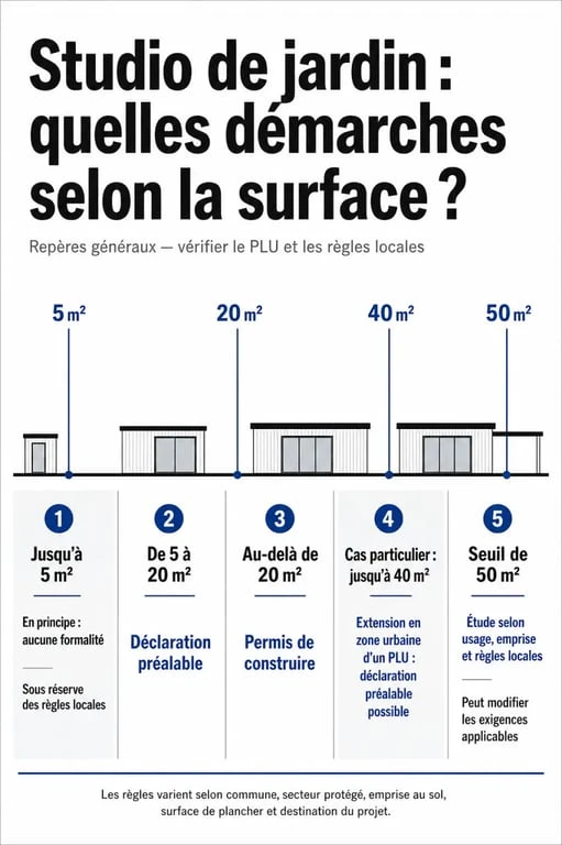 Studio de jardin : infographie sur les surfaces, démarches administratives et autorisations