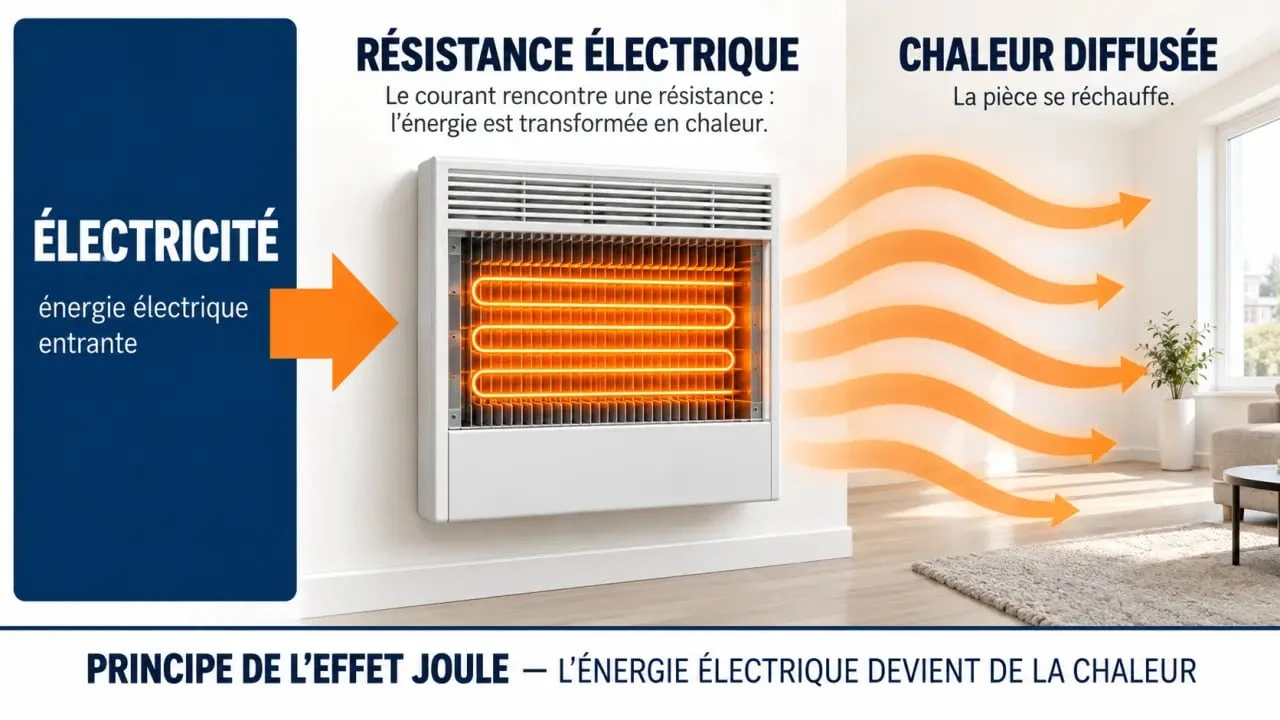 Schéma du principe de l’électricité chauffage et de l’effet de Joule