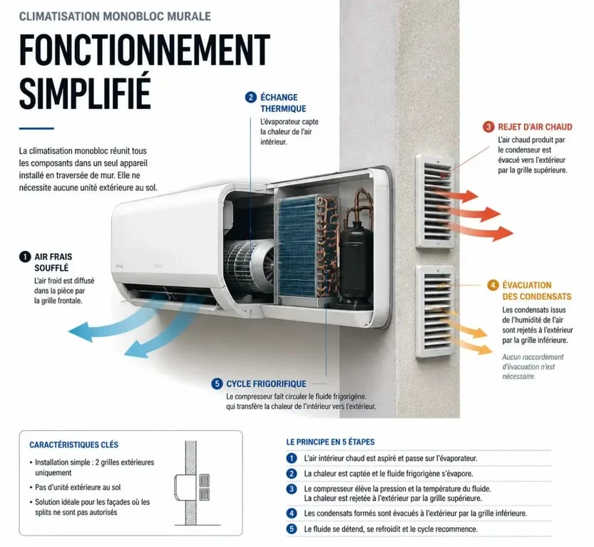 Schéma de fonctionnement climatisation monobloc