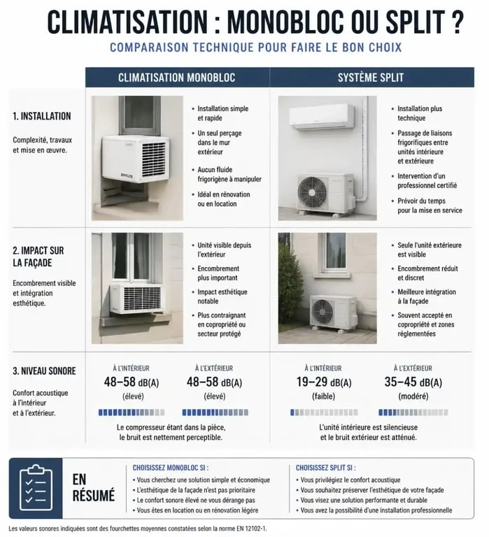 Comparatif climatisation monobloc vs split