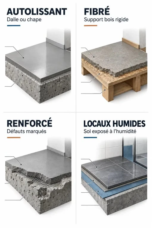 Comparaison des types de ragréage sol selon le support et l’usage